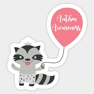 Autism Awareness Raccoon Sticker